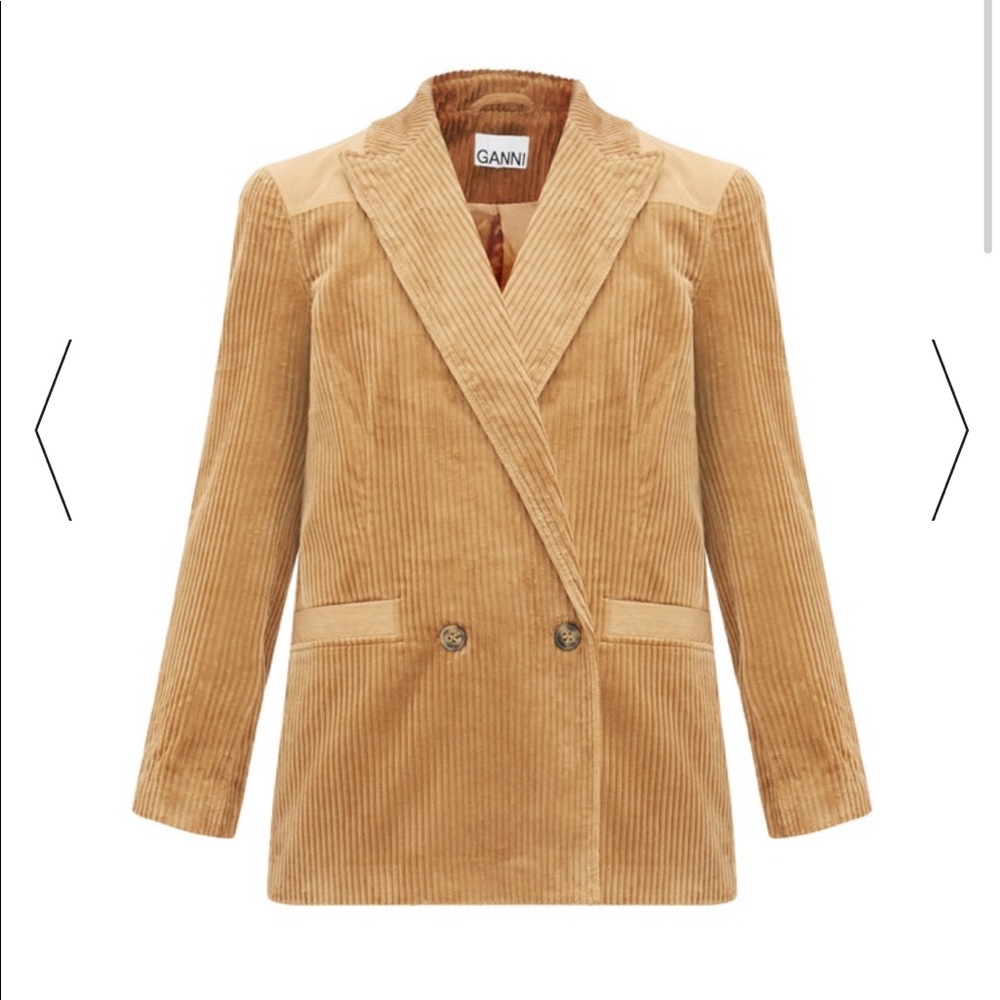 GANNI 
Double-breasted cotton-corduroy blazer